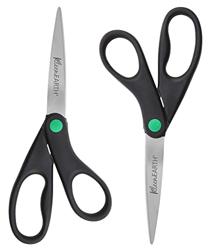 15179 8 Inch KleenEarth Recycled Scissors For Office and Home (Black, 2-Pack)