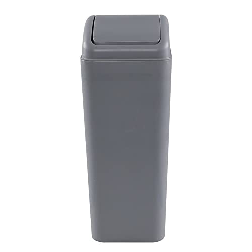 Plastic Trash Waste Bin with Swing Lid (Grey)