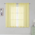 Light Yellow Short Sheer Curtains 45 Inch Length for Small Windows (Light Yellow / 42"W x 45"L (Pack of 2))