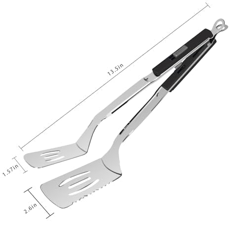 13.5 inch Stainless Steel Tongs for Cooking (13.5 Inch / Black)