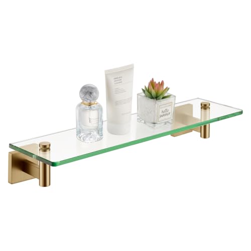 Wall Shelves Bathroom Hardware Glass Floating Shelf 20 (Champagne Bronze / 20-Inch)