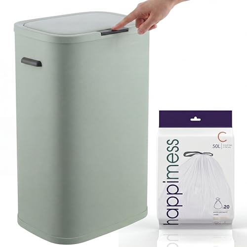 Tammi 14.5 Gal Slim Push Button Trash Can (Pistachio Gelato)