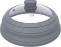Microwave Splatter Cover Glass Splatter Guard Lid with Collapsible Silicone for Food Pot Plate Cover 11.8 inch Light Grey (Light Grey / 11.8 inch)
