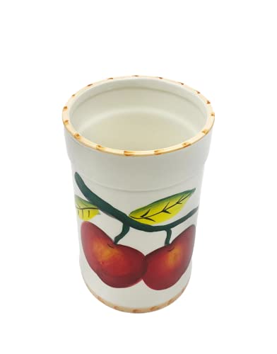 Tuscany Red Apple with Bamboo Trim Hand Painted (Red Apple with Bamboo Trim)