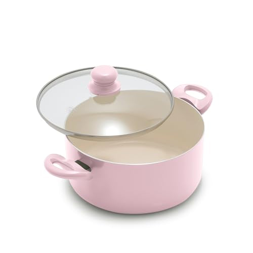 5QT Ceramic Nonstick Stockpot with Lid (5 Quarts / Blush Pink)