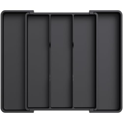 Utensil Organizer for Kitchen Drawers (Black / Medium(11-18''W x 14''D))