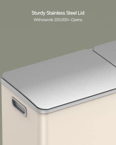 Dual Trash and Recycling Bins for Kitchen (Apricot / 13+6 Gallon)