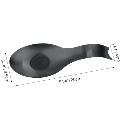 Stainless Steel Spoon Rest (1.Fishtail-Black)