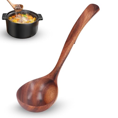 Wooden Ladle 7.87inch Soup Ladle Wooden Serving Spoon Soup Spoon Ladle for Cooking