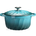 Enameled Cast Iron Dutch Oven Pot with Lid (BlueGreen / 6 QT)