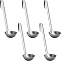 Super Sturdy Ergonomic 2 Oz. Soup Ladle 5 Pk. Stainless Steel Ladles with Long Handles. Best Kitchen Accessories for Stirring (2oz-5pk / Stainless Steel)
