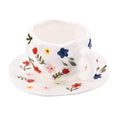 10oz Ceramic Mug With Saucer (White Floret)