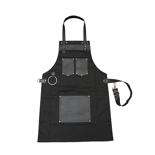 Full Grain Leather & Canvas Apron (Black)