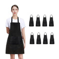 8/12/24 Pack Plain Bib Aprons Bulk, Black Commercial Apron with 2 Pockets, Unisex Apron for Adults Painting BBQ (Standard / 8 Pack)