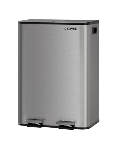 2x8 Gal Dual Kitchen Trash Can Fingerprint (Matte Gray / 2 x 8 Gallon)