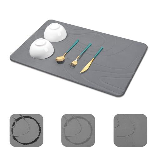 Large Stone Drying Mat for Kitchen Counter (Dark Gray / 24" x 16")