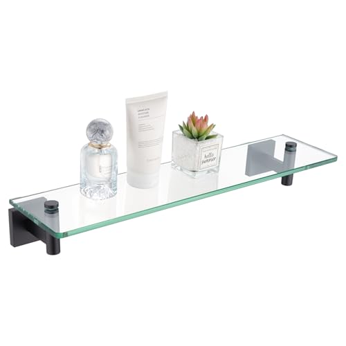 Bathroom Shelves Glass Floating Shelf 20 (Matte Black / 20-Inch)