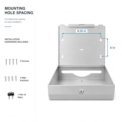 Stainless Steel Paper Towel Dispenser Wall Mount for Commercial Bathrooms (3814-silver)