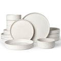 Nebula 16 Piece Stoneware Dinnerware Set with Pasta Bowls (Matte Beige White / Service for 4 (Include Pasta Bowls))