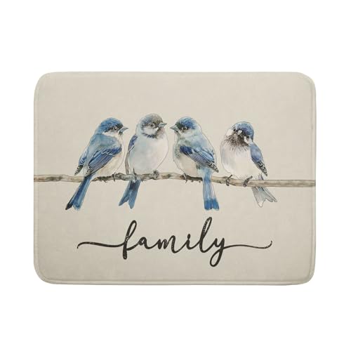 Home Blue Bird Family Dish Drying Mat for Kitchen Counter (18" x 24")