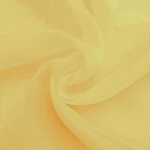 Basic Rod Pocket Sheer Voile Window Curtain Panels Yellow 1 Pair 2 Panels 42 Width 45 Inch Long for Kitchen Bedroom Children Living Room Yard（Yellow (Yellow / 42"W x 45"L (Pack of 2))