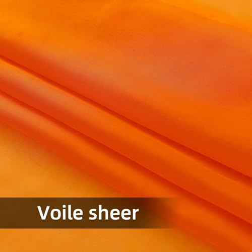 Solid Sheer Rod Pocket Curtain Voile Draperies 2 Panels Orange Beige Black Grey Coffee 70 Inch Width 84 Inch Long 1 Pair for Kitchen Bedroom Children Living Room Yard (Orange / 70"W x 84"L (Pack of 2))