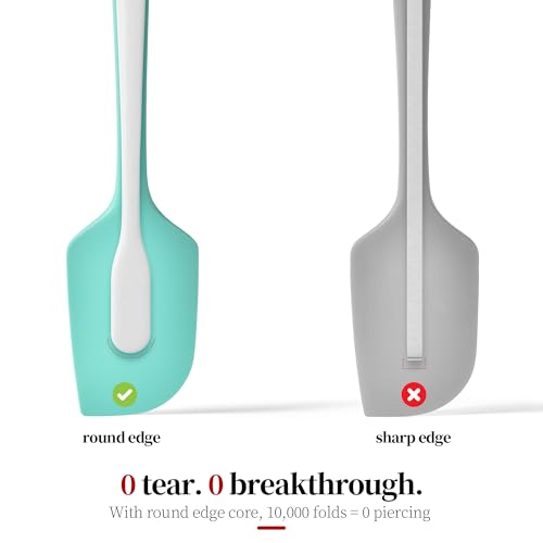 600ºF Heat Resistant Silicone Spatula Spoonula Set of 2 (Aqua Sky / Large/Spoon Spatula - 2pcs)