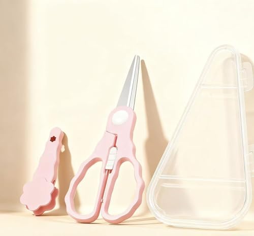 Baby Food Scissors with Travel Case (Pink)