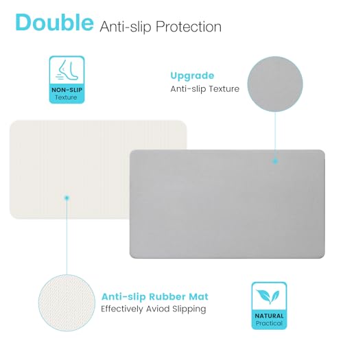 Large Fast Drying Diatomite Stone Bath Mat (Light Grey / 30" x 17" (Rectangular))