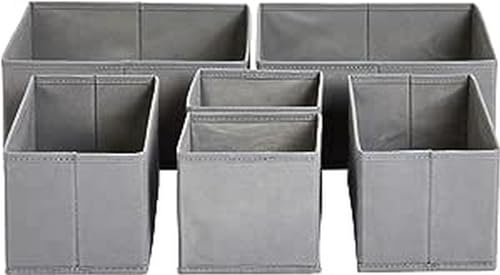 Collapsible Cloth Drawer Organizer Boxes for Socks (Set of 6)