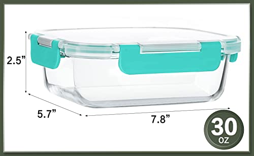 10 Packs 30 oz Glass Meal Prep Containers with Lids (Green)