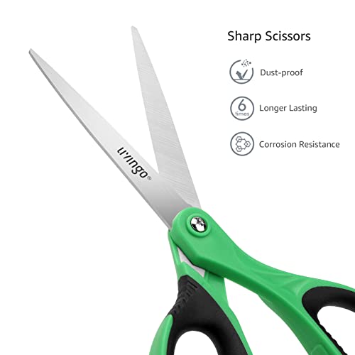 3 Pack Sharp Scissors All Purpose for Office Cutting Paper (Purple/Green/Black)
