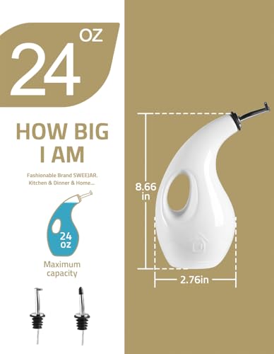 Sweejar Ceramic Olive Oil Dispenser Bottle (Black / 24 Oz(Hollowed))