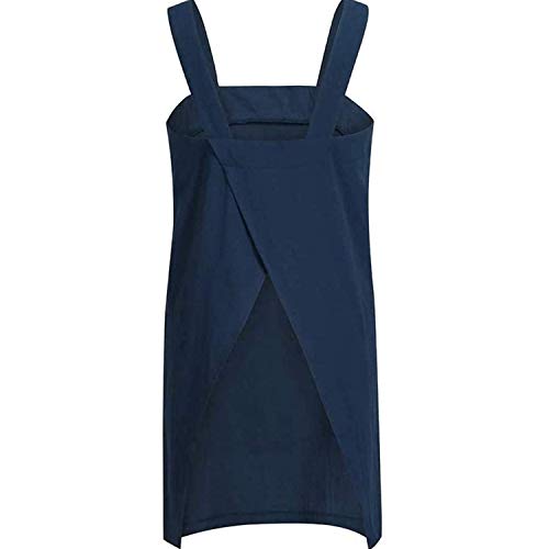 Women's Cross Back Pinafore Apron with Large Pockets Home Kitchen (Small / Blue)