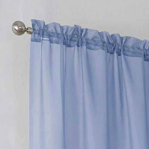 Denim Sheer Curtains 84 Inches Long (Denim / 42"W x 84"L (Pack of 2))