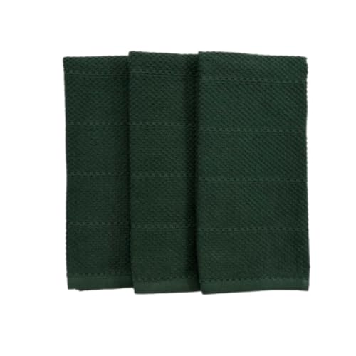 Dark Green Kitchen Hand Dish Towels (Dark Green Textured)
