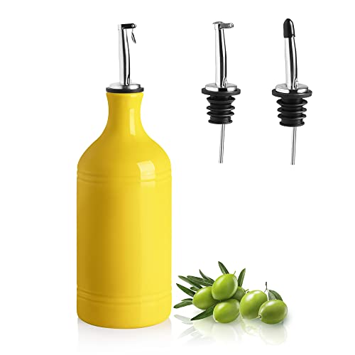 Sweejar Ceramic Olive Oil Dispenser Bottle (15.5 oz, Set of 1 / Yellow)