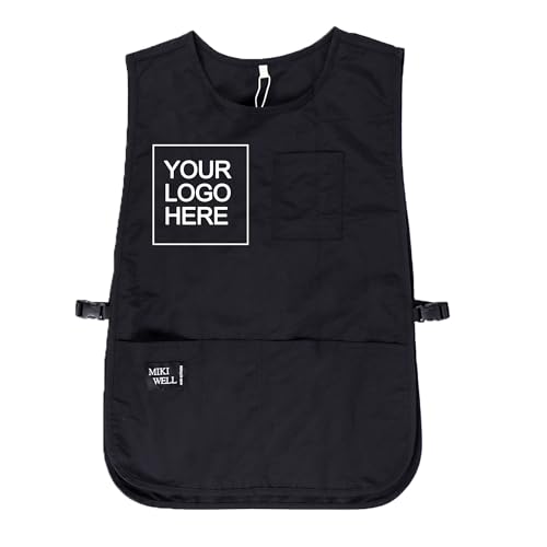 Custom Logo Waterproof Cobbler Apron with 4 Pockets Vest Apron Ultralight Chef Waiter Work Overalls (Custom Black)