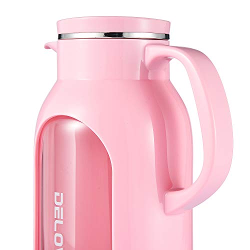 68 oz 2 Liter Glass Pitcher with Shatterproof Shell (Pink)
