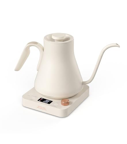 Gooseneck Electric Kettle With Temp Control (Cream White)