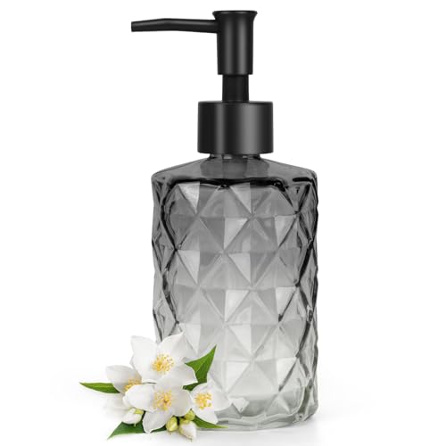 Glass Soap Dispenser with Plastic Pump (Plastic Pump / Diamond-gradient Grey)