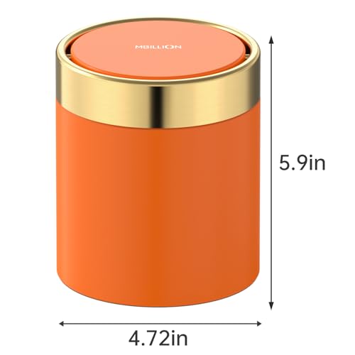 0.4 Gal Orange Desktop Mini Swing Lid Trash Can (Orange / 1.5 Liter)