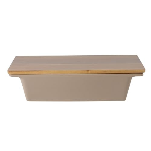 2.75 Quart 13.5" x 8.5" Stoneware Baking Dish with Acacia Wood Lid (Taupe / 13.5" x 8.5" Baking Dish)