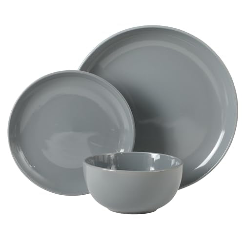 Rockaway 12 Piece Plates and Bowls Matte Outside (Service for 4 (12pcs) / Assorted Colors (Rockaway - Matte/Shiny))