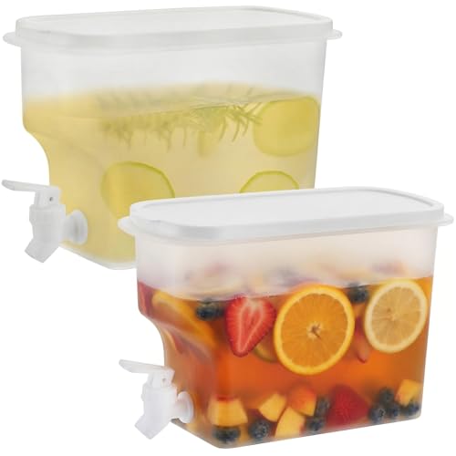 2 Pack 0.9 Gallon Fridge Beverage Drink Dispenser with Leak