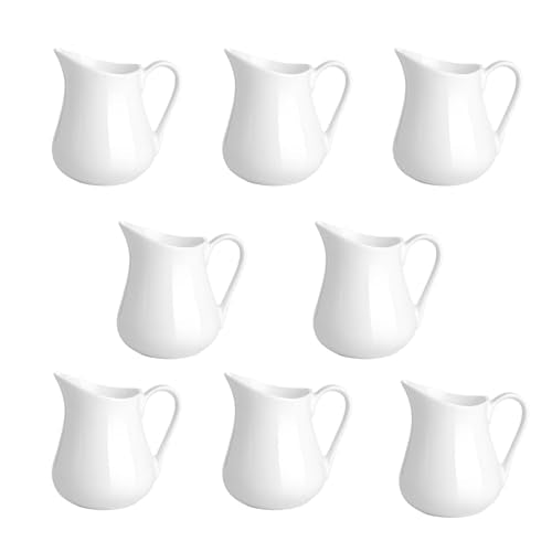 8 Pack 4 Oz Classic White Creamer with Handle (White / 4 Ounces;(Set/8))