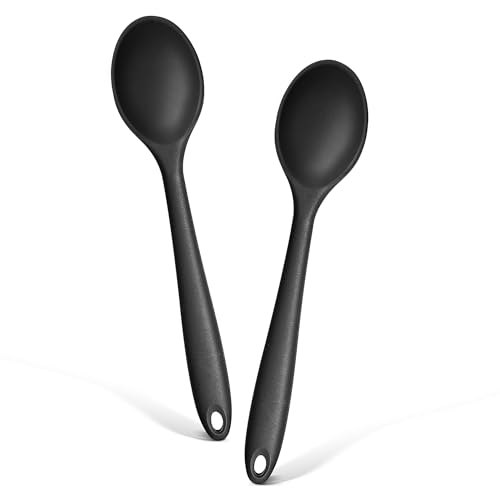 Silicone Cooking Spoon Set of 2 (Black)