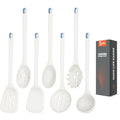 Large Silicone Utensils Set of 7 for Cooking (White)