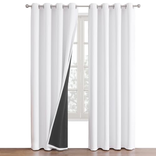 White 100% Blackout Curtains for Bedroom 84 Inches Long 2 Panels (52"W x 84"L (Pack of 2) / White)