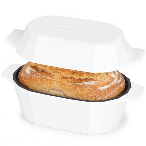 Enameled Cast Iron Dutch Oven for Bread Baking (White)